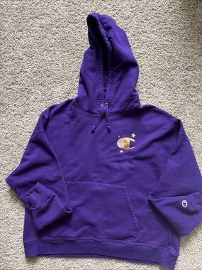 Champion Purple Hoodie with Gold Crest